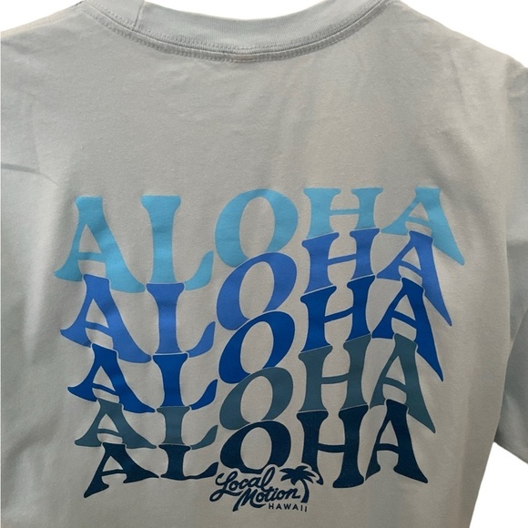 LOCAL MOTION Aloha Light Blue Surf Tee Shirt Men XL - Picture 4 of 6